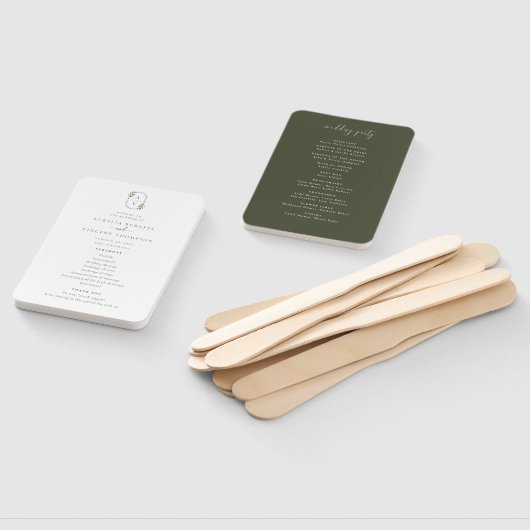 Botanische Foliage Monogram Weddenschap Programma Handwaaier (Niet-gemonteerd)