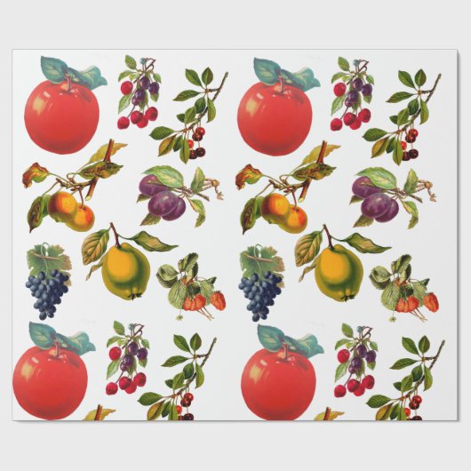Botanische Fruitappels Peren Druiven Kunst Cadeaupapier (Vlak)