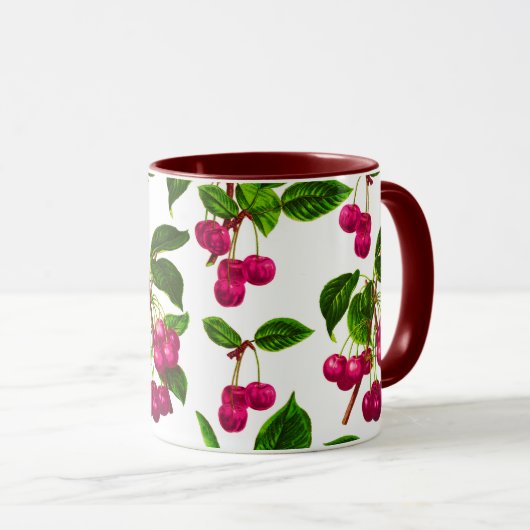  botanische Fuchsia roze kersen afdrukken Mok (Voorkant rechts)