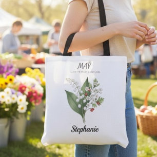 Botanische geboortebloem mei verjaardag draagtas