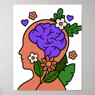 Botanische Geest Bloemrijk Hersen Illustratie Poster