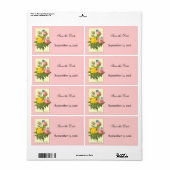 Botanische gele roze rozen Bewaar de datum labels (Full Sheet)