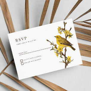 Botanische gele vogel appelbloem zomer RSVP Kaart