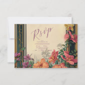 Botanische gelukzaligheid Wildbloemen Art Nouveau RSVP Kaartje (Voorkant)