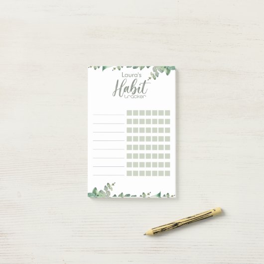 Botanische gewoonte Tracker Eucalyptus Post-it® Notes (Op bureau)