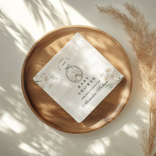 Botanische Gingham Dwaas Ganzen Baby Shower Servet