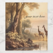  botanische giraffen, aanpasbaar wijn etiket (Enkel label)