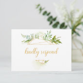 Botanische Gold Geometric Crystal RSVP Kaartje (Staand voorkant)