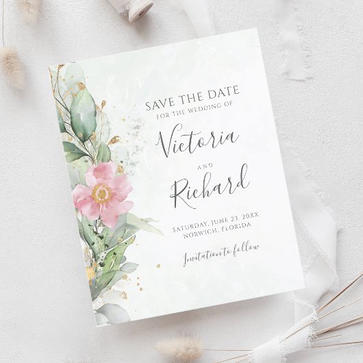 Botanische Gold Greenery Eucalyptus Save the Date