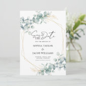 Botanische goudbruinbruinbruinbruinbruinbruinbruin save the date (Staand voorkant)