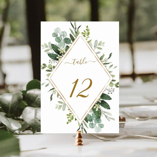 Botanische gouddiamant Lijst Greenery Wedding Tab Kaart
