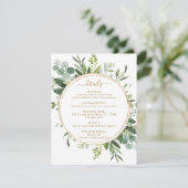 Botanische Gouden Groene Cirkel Lijst Bruiloft Det Informatiekaartje (Staand voorkant)