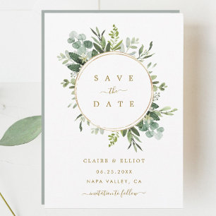 Botanische Gouden Groene Huwelijkskaart 'Save the Save The Date