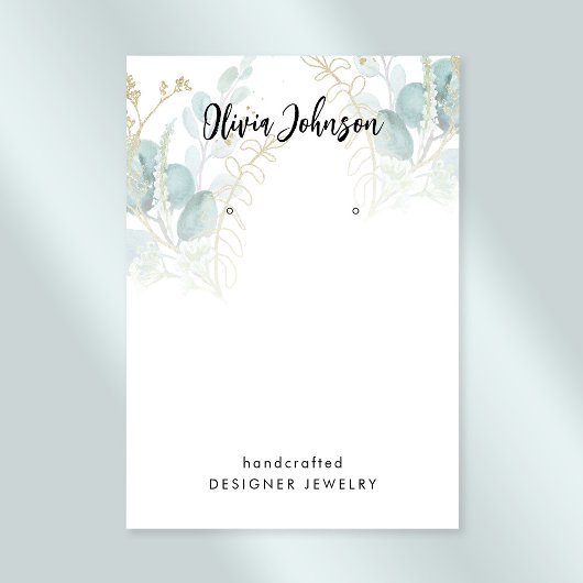 Botanische Gouden Groene Sieraden Oorbel Display Visitekaartje