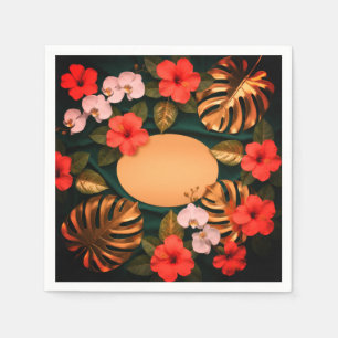Botanische Gouden Monstera Hibiscus Elegante Luxe Servet