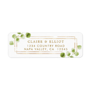 Botanische gouden Waterverf retouradres Etiket