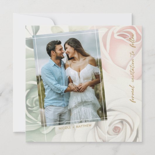 Botanische goudgroen Eucalyptusbruiloft Save The Date (Achterkant)