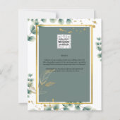 Botanische Green Gold Wedding Invitation Sage (Achterkant)