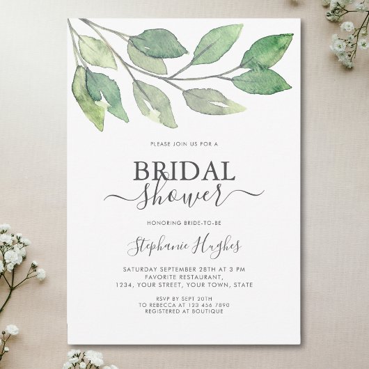 Botanische Greenery Bridal Shower Kaart