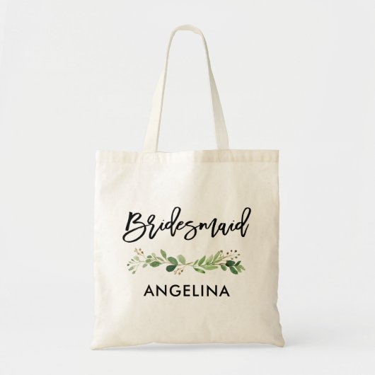 Botanische Greenery Bridesmaid van het Manuscript Tote Bag (Voorkant)