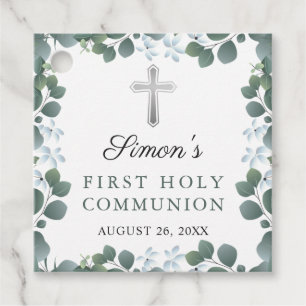 Botanische Greenery First Heilige Communie Dank u Bedankjes Labels