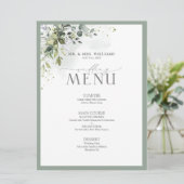Botanische Greenery Floral Waterverf Wedding Menu (Staand voorkant)