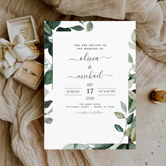 Botanische Greenery Foliage Wedding Kaart