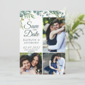 Botanische Greenery Gold 7 Foto bewaart de datum Save The Date (Staand voorkant)