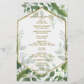 Botanische Greenery Goldish Wedding Programme (Achterkant)
