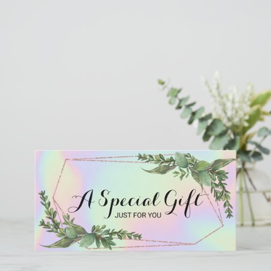 Botanische Greenery Holographic Gift Certificate (Staand voorkant)