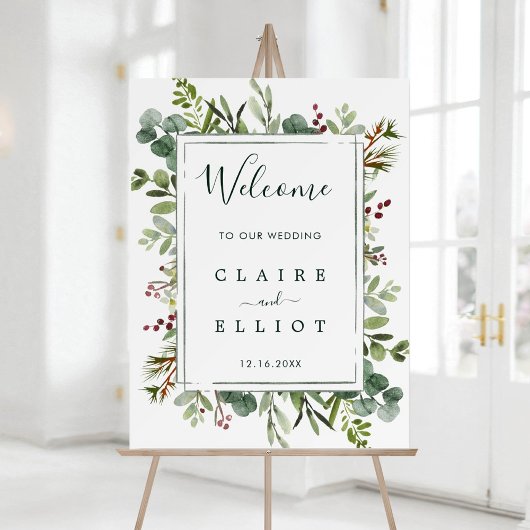 Botanische Greenery kerstbruiloft Welkomstbord Poster