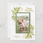 Botanische Greenery kerstfoto Feestdagenkaart (Voorkant)