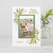 Botanische Greenery kerstfoto Feestdagenkaart (Staand voorkant)