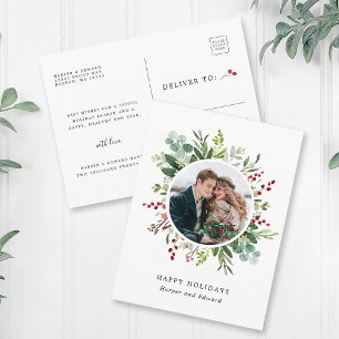 Botanische Greenery-kerstfotofeestdag Briefkaart