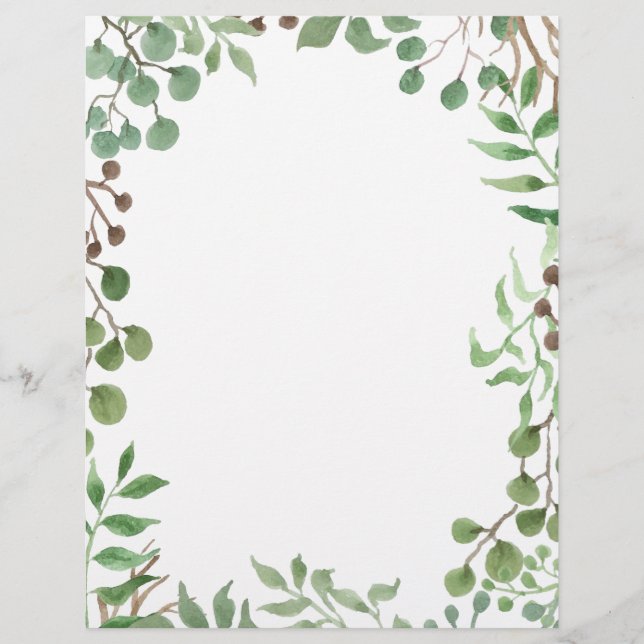 Botanische Greenery | Leaf | Briefpapier voor wedd (Voorkant)
