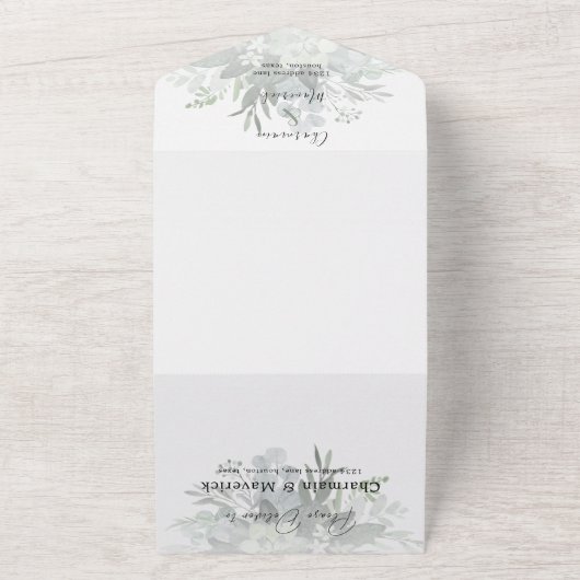 Botanische Greenery QR Code Weddenschap All In One Uitnodiging (Buitenkant)