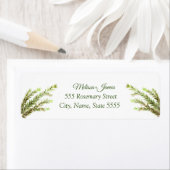 Botanische Greenery Rosemary Wedding Return Label (Insitu)