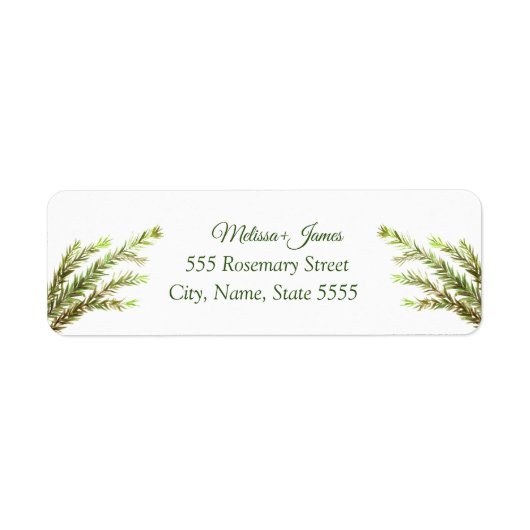 Botanische Greenery Rosemary Wedding Return Label (Voorkant)