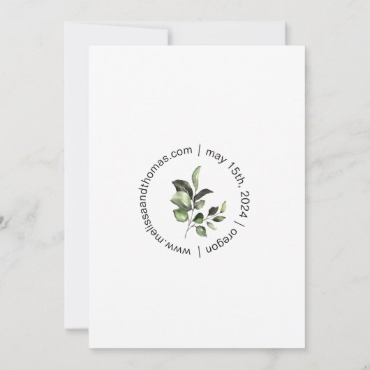 Botanische Greenery sparen de Datum Uitnodiging (Achterkant)