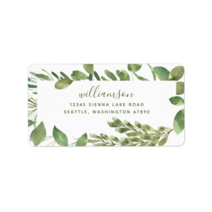 Botanische Greenery Waterverf Return Address Etiket