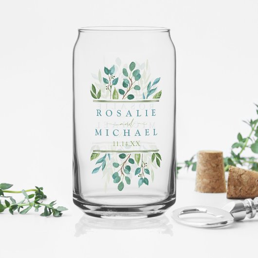 Botanische Greenery Wedding Blikvorm Glas