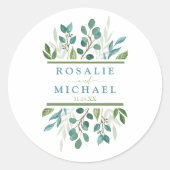 Botanische Greenery Wedding Ronde Sticker (Voorkant)