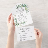 Botanische Greenery Wedding Spring All In One Uitnodiging (Afscheurbaar)
