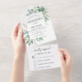 Botanische Greenery Wedding Spring Summer RSVP All In One Uitnodiging (Afscheurbaar)