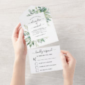 Botanische Greenery Wedding Spring Summer RSVP All In One Uitnodiging (Afscheurbaar)