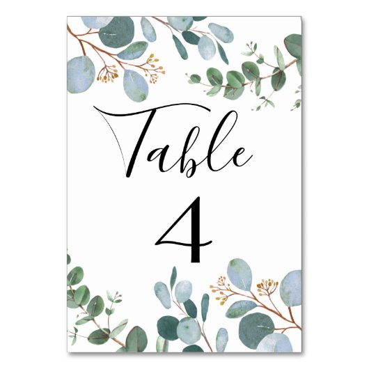 Botanische Greenery Wedding Table Number Kaart (Voorkant)