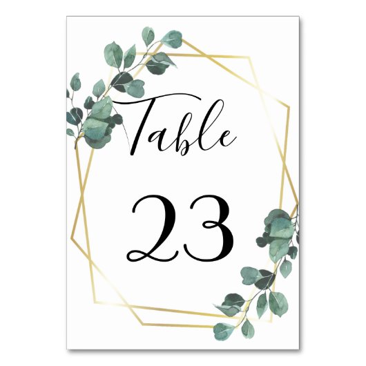 Botanische Greenery Wedding Table Number Kaart (Voorkant)