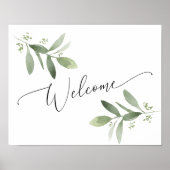 Botanische Greenery Welcome Sign Weddenschap of do Poster (Voorkant)