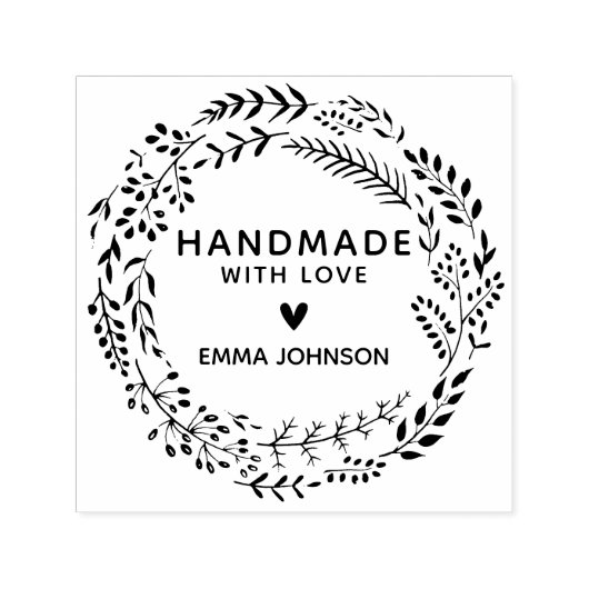 Botanische Greenery Wreated Handmade with Love Zelfinktende Stempel (Design)