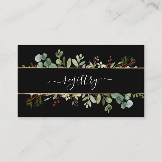 Botanische griffie kerstbruiloft informatiekaartje (Voorkant)